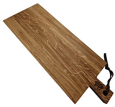 DEKOFANT Schneidebrett aus geöltem Eichen-holz mit Griff | Größe 56x20x2cm | Massivholz Küchenbrett aus Europa | Antibakteriell | Holzschneidebrett | Holzbrett massive Eiche