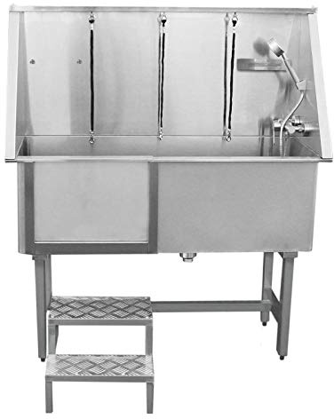 Monster Shop Baignoire de Toilettage Professionnelle Table Toilettage Chien 400mm en Acier Inoxydable Animaux de Compagnie Grand Bain de Toilettage