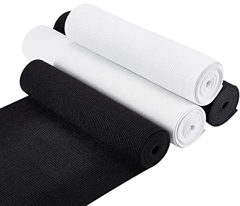 BENECREAT Banda elástica de 4m de Longitud 150mm/200mm de Ancho Blanco y Negro Banda elástica de Alta Elasticidad de Punto Ancho