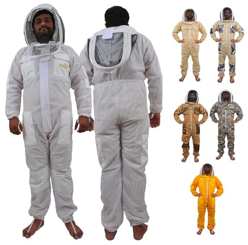 URBANSBEE biodlingsdräkt ventilerad, professionell helkroppsskyddsutrustning, med rund slöja för bihållare, för män och kvinnor.