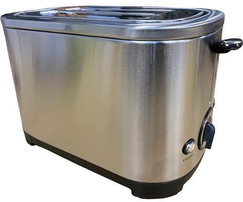 Vanilla Leisure - Toaster 2 Slice Low wattage Stainless Steel for Home Camping Caravanning Campervan or Motorhome 220v/240v with Auto Shut Off Crumb Tray Defrost & Reheat Perfect Toast Everytime.