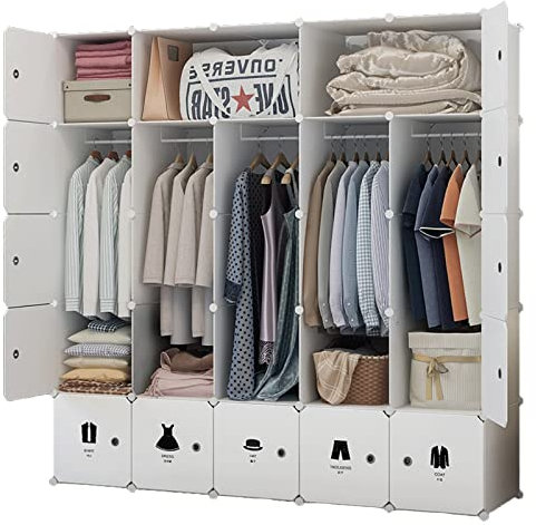 haushaltsschrank mehrzweckschrank Schrank Tragbarer Kleiderschrank Cube Lagerorganisation System Schrank mit Türschrank Schlafzimmer Kleiderschrank Kommode Umkleidergestell kleiderstange für schrank