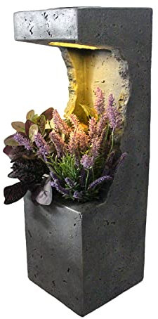 Arnusa beleuchteter Blumentopf Solarleuchte Pflanzkübel 22x22x69 cm Solarlampe LED Blumenkübel Betonoptik