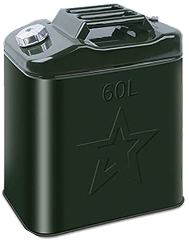 CHUNTIANMEI 10l, 20l, 25l, 30l, 35l,40l, 50l, 60l Benzinkanister Reservekanister Metall Kraftstoff Kanister Olivgrün Diesel Kraftstoffkanister Kanister Metallkanister für Benzin und Diesel,60L