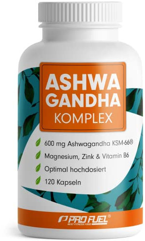 Ashwagandha Kapseln hochdosiert 120x - 600 mg Ashwagandha KSM-66® pro Tag - Komplex mit Ashwagandha-Wurzelextrakt, Magnesium, Zink, Vitamin B6 und Piperin - laborgeprüft mit Zertifikat - 100% vegan