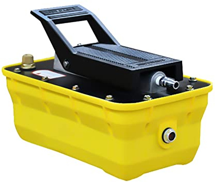 hzexun Lufthydraulikpumpe Fußpumpe 10000 PSI Schnelle Kraft Lufthydraulik-Fußpumpe 2,3 Liter Reservoir Fußbetätigte Lufthydraulikpumpe mit Betätigung für Autoreparaturen, Rammen, Pressen