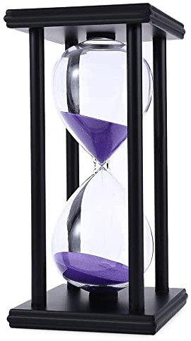 30/60 Minutes Sablier Sablier École de Cuisine Sablier en Bois Sablier Sablier Horloge Thé Minuteurs Décoration de La Maison Cadeau, Noir Violet, 60mins
