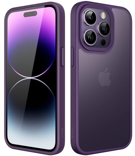 JETech Matt Hülle für iPhone 14 Pro Max 6,7 Zoll, Stoßfest Militärstandard FallSchutz Handyhülle, Mattierte Durchscheinende Rückseite Schutzhülle, Anti-Fingerabdruck (Dunkellila)