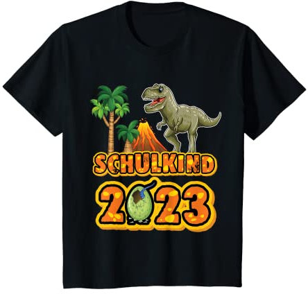 Kinder Dino Dinosaurier Einschulung Schulkind 2023 Schultüte Junge T-Shirt