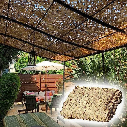 IRUGS Rete Mimetica Militare Beige, Tenda da Sole per Pergola da Campeggio da Caccia, Rete Ombreggiante per Giardino (Material : 4x6m/13.1x19.6ft)