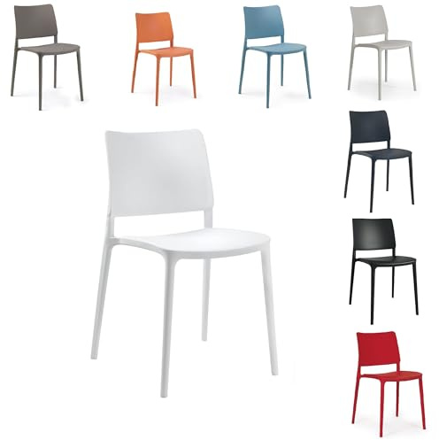 PAPATYA Joy-S 1er-Set Designer- Kunststoffstuhl, 200 kg belastbar, Leichter stapelbar Gartenstuhl, wetterfester Balkonstuhl, Terrassenstuhl, Hotelstühle, Restaurantstühle, Stapelstuhl (Weiß)