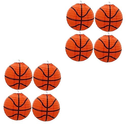 Amosfun 2sets Basketball Lanterns Led Lights Sports Theme Birthday Party Decorations 3pcs*2