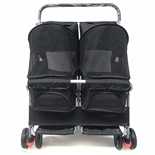 Hundewagen 2 Etagen Haustiere Abnehmbarer Hundebuggy 600D Oxford Tuch Haustier Reisen Kinderwagen 4 Rädern Hundebuggy Einfach Installation Für 20 Kg / 20 Kg Haustiere