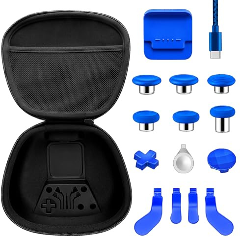 Vanpark Complete Component Pack for Xbox Elite Controller Series 2 Core，Accessories Include 1 Carrying Case, 1 Charging Dock&Cable, Metal 6 Joysticks, 4 Paddles, 2 D-Pads, 1 Adjustment Tool(Blue)
