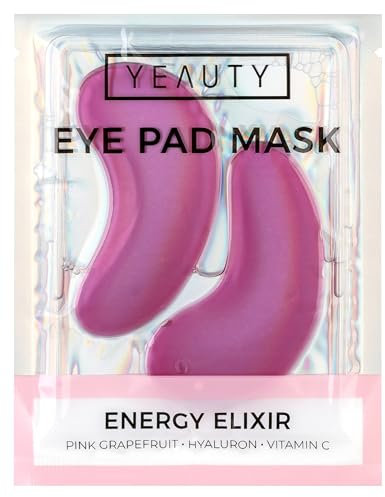 YEAUTY ENERGY ELIXIR EYE PAD MASK, i cuscinetti per gli occhi super morbidi con il lussuoso siero anti-invecchiamento di vitamina C, acido ialuronico e pompelmo rosa, riducono le occhiaie e leviga la