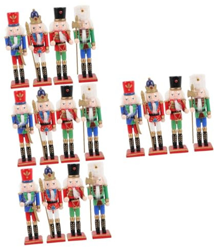 Ciieeo 4sets Traditional Wooden Christmas Nutcracker Soldier Decor Nutcracker for Christmas Tree Xmas Decorations 4pcs*4