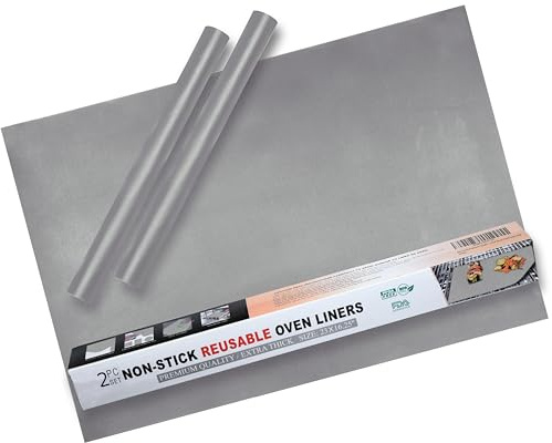 Oven Liners for Bottom of Oven – Reusable Non Stick Oven Liner 2 Pack – Heavy Duty Oven Liners & Oven Mat for Bottom of Oven – Fits Electric & Gas Ovens – Heat Resistant to 500°F
