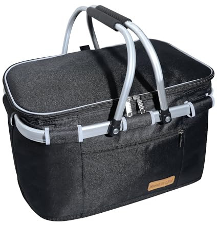 ABIUBIU Kühltasche Einkaufskorb Großer isolierter Kühlkorb Lunchtasche Bürowärmer Seitenstütze 2 Griffe Aufrechtes Aufstellen