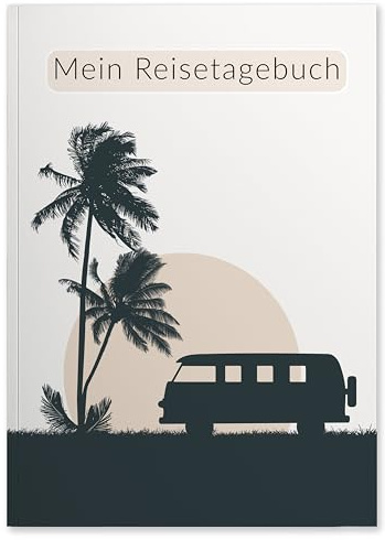 Reisetagebuch zum Ausfüllen | inspirierendes Reisebuch Travel Book für 3 Wochen | Reiseplanung, Achtsamkeits-Seiten, Zitate uvm. | Ideales Reise-Geschenk | DIN A5 | Motiv: Camping Van | Calmondo