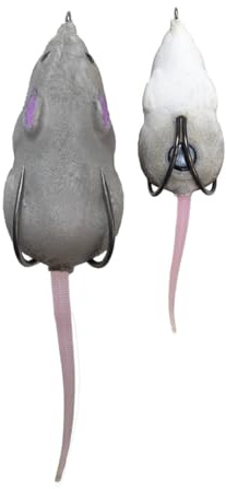 LUNKERHUNT Furenzy Mouse Topwater Lure for Bass, Trout & Pike – 2.5”, 1/2 oz | AquaFur for 15% Water Retention & Realistic Action | Weedless Hook & Soft Rubber Tail for Precision Casting Grey