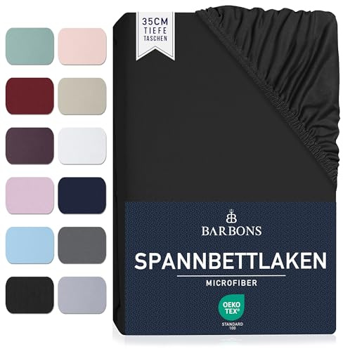 Spannbettlaken 160x200cm - 35 cm Tiefe Tasche Spannbetttuch Oeko-TEX Zertifiziert Gebürstete Polyester Mikrofaser Bettlaken Bettbezug für Boxspringbett Dicke Matratzen (160 x 200 cm - Schwarz)