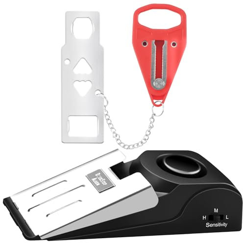 Portable Door Lock & Door Stop Alarm Set, Dual Protection for Privacy and Safety in Home Door Lock Kit, Door Alarm with 120dB Siren for Travel, Hotel, Apartment, College, Home