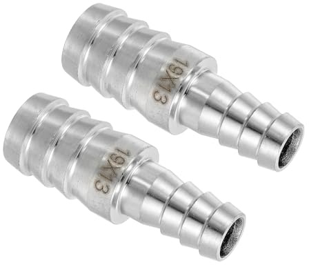 sourcing map 2Pcs 3/4 to 1/2 Hose Barb Reducer Pipe Fitting, 304 Stainless Steel Hose Pipe Fitting Sanitary Adapter for Vacuum Systems, Industrial Pipe Connections, Silver