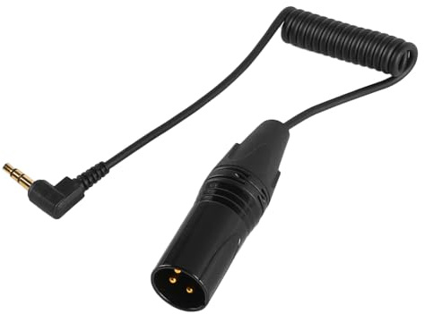 Laroal Rechtwinkliges 3,5-mm-auf-XLR-Aux-Kabel, gewickelt, 1/8-Zoll-Klinkenstecker Stereo auf XLR-Stecker, 90-Grad-Winkel 3,5 mm auf XLR-Mikrofonkabel, Stecker auf Stecker, 50 cm