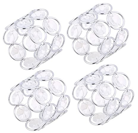 GRIRIW 4stücke Metall Serviettenringe Mit Funkelndem Kristall Elegante Hochzeitsdeko Für Tisch Und Feiern Romantische Serviettenhalter Silber