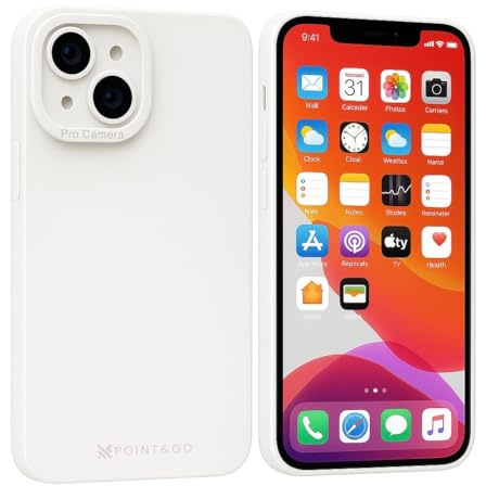 POINT&GO Custodia iPhone 14 bianca ultra sottile, cover iphone 14 silicone bianco opaco sottile, case slim antiurto cover protezione fotocamera compatibile ricarica wireless custodia leggera
