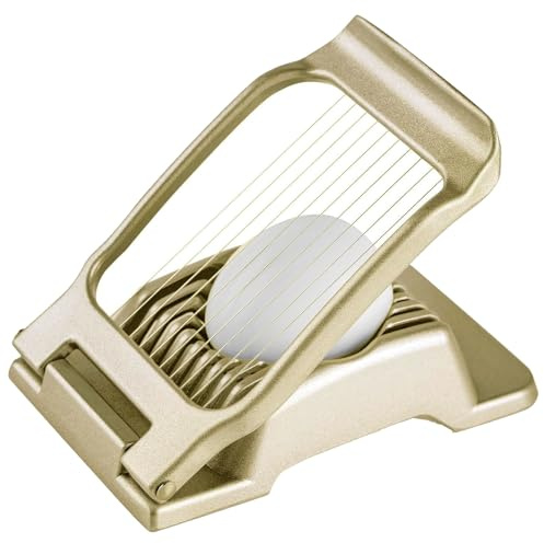 Egg Slicer for Hard Boiled Eggs, Metal Durable, Cutter for Strawberry Gold | Stainless Steel Cutter, Aluminum Alloy Frame, for Egg Strawberry Mushroom Hot Dog Soft Fruit, Kitchen Tool Utensils