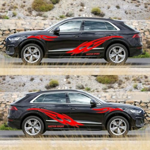Auto Aufkleber, Personalisierte Flamme Sport Stil Vinyl Tür Körper Dekoration Aufkleber(Rot)
