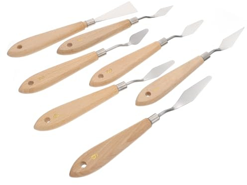jojofuny 7pcs Art Painting Spatulas Mixing Tools for Oil and Canvas Painting Essential Paint Scrapers for Artists and Painters