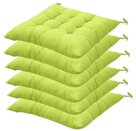 6er-Set Sitzkissen, Stuhlkissen 40x40 mit Bändern Sitzkissen Waschbares Stuhlauflage für Indoor und Outdoor für Bürostuhl, Gartenstuhl, Esszimmerstuhl, Sitzpolster, Garten, Balkon, Küchen (grün)