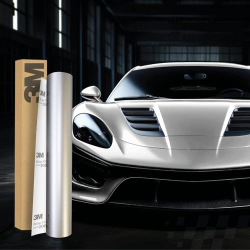 3M 2080 Car Wrapping Folie Selbstklebende Autofolie für Auto Motorrad Boot 3D Lackschutzfolie mit Luftkanälen zum Folieren (S120 Satin White Aluminum, 50 x 152cm)
