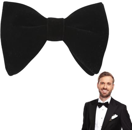 CYMYGS Mens Velvet Bow Tie, Adjustable Pre-Tied Bowtie, Velvet Ties Gentleman Style, Luxury Wedding Accessory for Groom, Tuxedo, Birthday, Formal,Reusable Solid Gentleman's Bow Tie (Black)