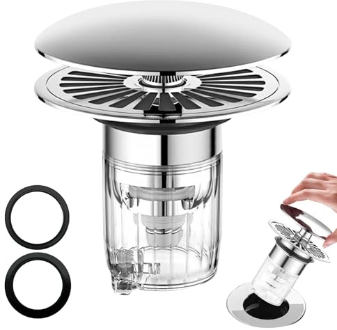 1 stycken Helt koppar Pop-Up Sink Plug, universal popup proppar tvättställ, Tvättställsproppar, Pop Up pluggar för tvättställ, Dräneringsplugg, handfatsproppar, för avloppssats, diskbänk,kök(34–40 mm)