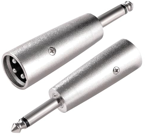 KUOQIY 2 Piezas Adaptador XLR de 3 Pines a 6.35mm, XLR Macho a 1/4 TS Mono Macho Adaptador de Micrófono de Audio, para Micrófonos, Mezcladores de Equipos de Audio