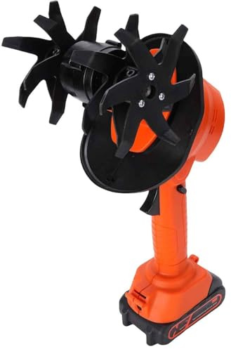 Cordless Electric Mini Tiller,Handheld Garden Cultivator with 2 Rechargeable Batteries,60 Min Runtime Electric Rotovator Tillers,for Soil Aeration, Weeding, Lawn Trenching