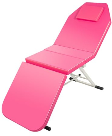 Mqwdxzfes 3 Zonen Rosa Massageliege, Tragbare Massageliege Klappbar mit Kopfstütze, Verstellbare Kosmetikliege, Mobile Massagebett, Höhenverstellbarer Massageliegen für Salon/Zuhause, bis 200kg