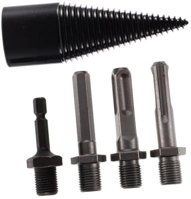 Gadpiparty 5 Pcs Wood Splitter Drill Bits with Deep Threads High Efficiency Firewood Log Splitting Cones Woodworking Tool for Electric Drills Safe Non-slip Design