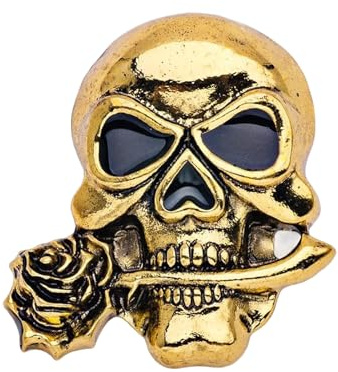 Broche gothique unique en forme de tête de mort rose pour homme en alliage pour costumes, vestes et tenues décontractées, 4.8x4.4cm, Métal