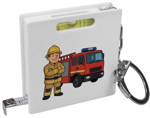 Azeeda 'Fire Engine & Firefighter' Keyring Tape Measure/Spirit Level Tool (KM00047141)