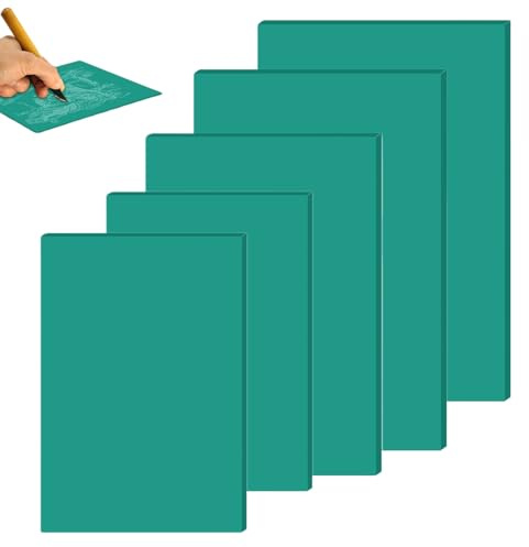 BAIFULAI Piastra in gomma morbida per stampa linoleum, 2A4 + A5 + 2A6, 5 pezzi in gomma morbida linoleum, pannelli di taglio linoleico verde, set per timbri, fai da te e progetti di stampa