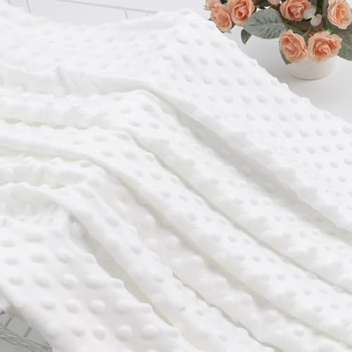 Vayliro 2m x 160cm Stoff Meterware Minky Stoff mit 3D Noppen Stoffe zum Nähen Plüschstoff Nähstoff Kleiderstoff Dekostoff für DIY Basteln Decken Schlafsäcke Bekleidung Heimdekoration,Weiß