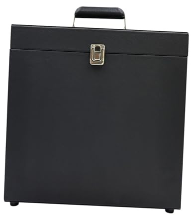 JunZheHub Estuche para Guardar Discos, Organizador de Discos de Vinilo, Soporte para Colección de álbumes, Caja de Cuero PU con Tapa Y Cierre de Hebilla, Adecua, Negro
