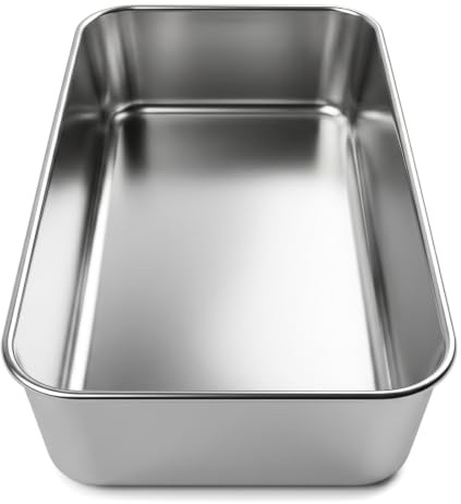 Nivofu 2 Piezas Molde Rectangular para Pan de Acero Inoxidable, 33x15x6.7cm
