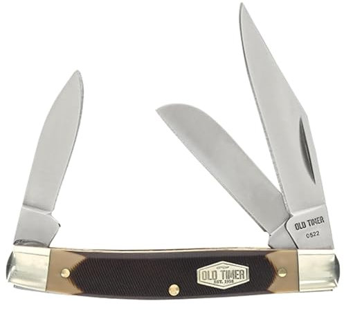 Old Timer 34OT Middleman 5.7in S.S. Traditional Folding Knife with 2.4in Clip Point Blade and Sawcut Handle for Outdoor, Hunting, Camping and EDC