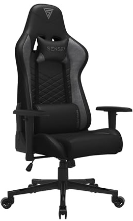 SENSE7 Gaming Spellcaster Bürostuhl Zocker Gamer Ergonomischer Stuhl Armlehne Einteiliger Stahlrahmen Einstellbarer Neigungswinkel Schwarz-Grau, 43-52 x 69,5 x 57, 5907783039744