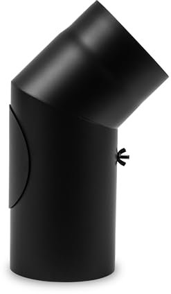EWO Ofenrohr-Bogen 150 mm Durchmesser - Bogen 45° mit Tür Schwarz - Senotherm-Beschichtung - rußbeständig, frost- und tauwechselbeständig